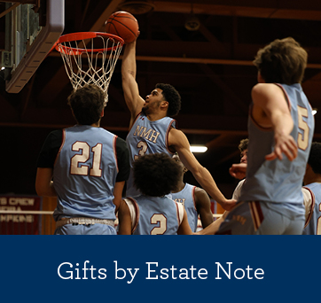 A student playing lacrosse. Gifts by Estate Note Rollover