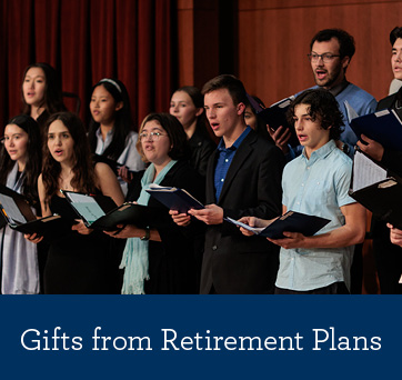 A student choir performing. Gifts of Retirement Plans Rollover